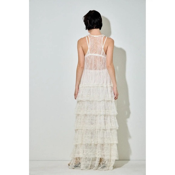 NEW Baevely Anthropologie BLACK Lace Ruffle Ribbon Duster Tiered Romantic, Small - Picture 4 of 10